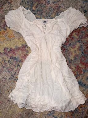 RSQ White Mini Dress with Ruffle Hem